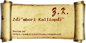 Zámbori Kalliopé névjegykártya